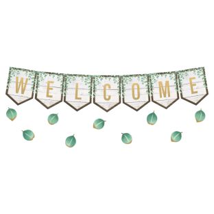 Eucalyptus Pennants Welcome Bulletin Board - 53 Pieces
